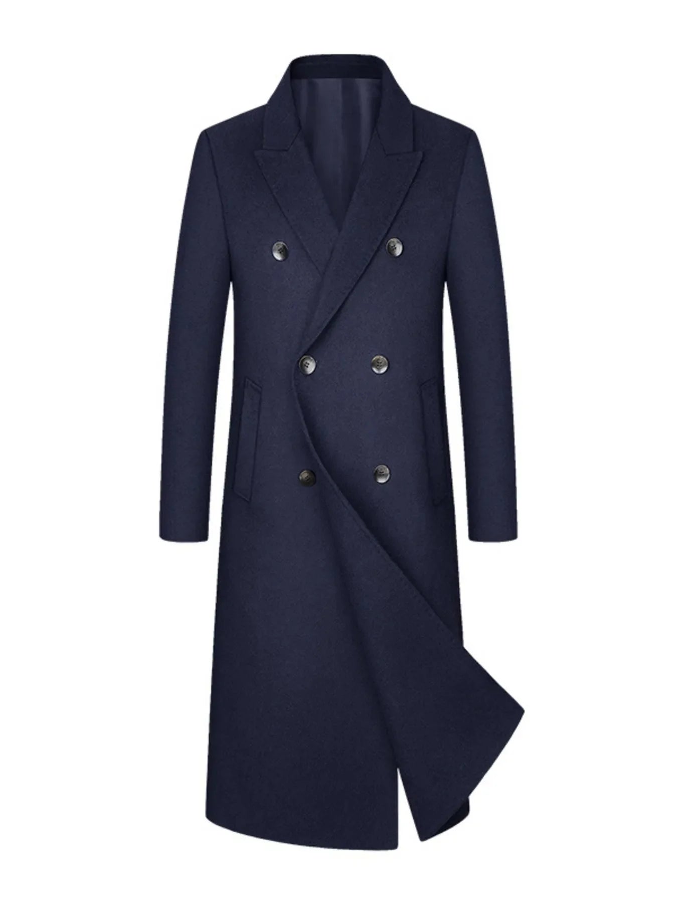 Men's Plus Size Double-Breasted Longline Coat