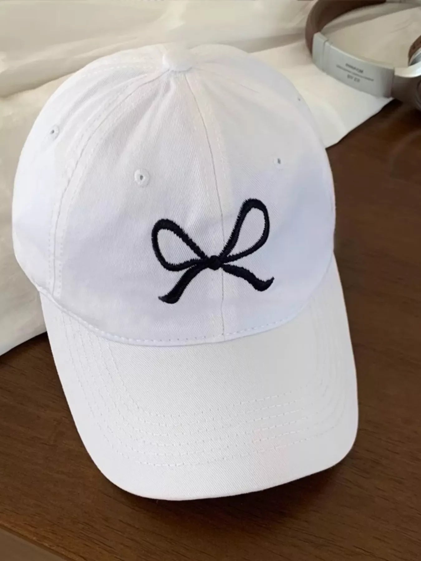 Embroidered Bow Baseball Cap