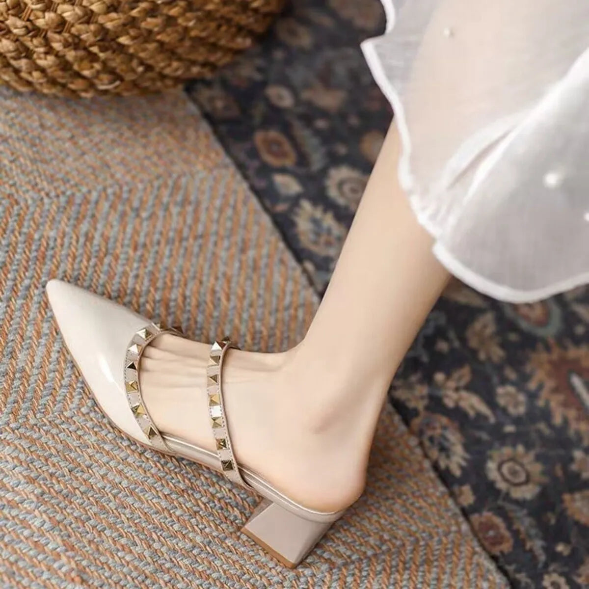 Point Toe Block Heels Sandals