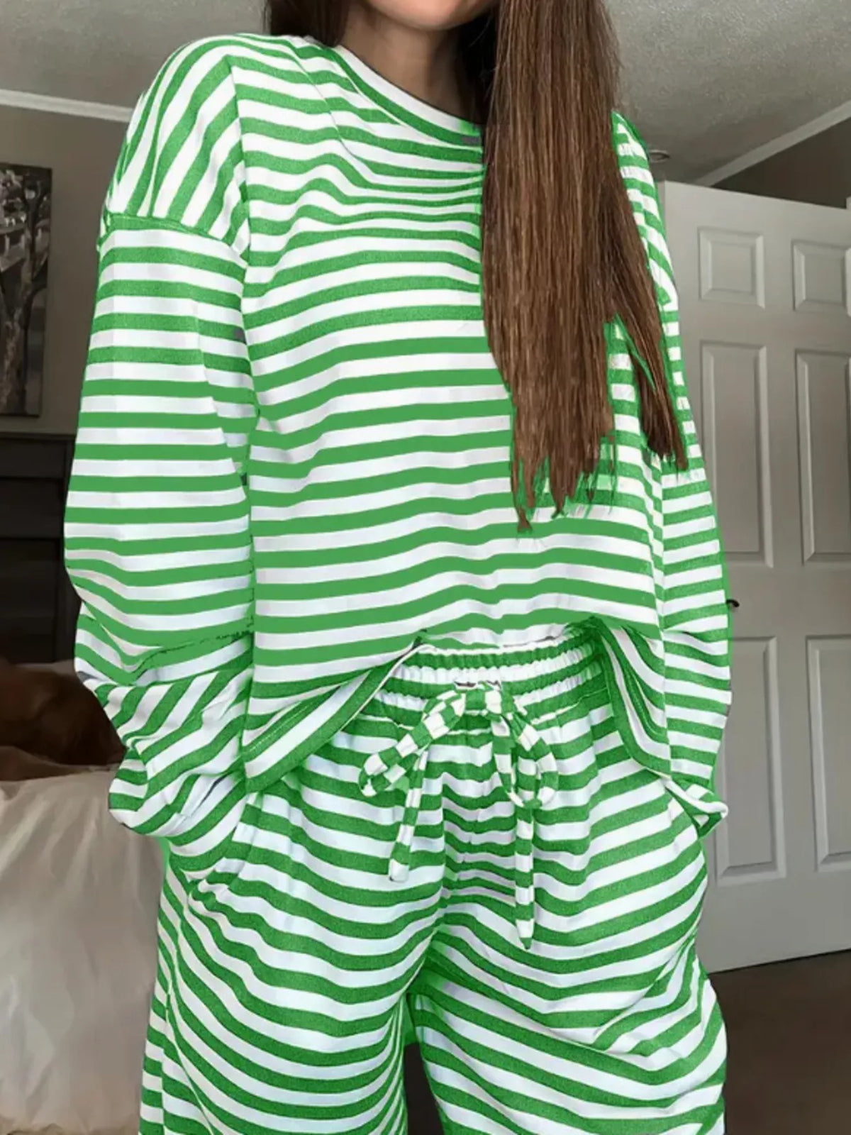 Striped Long Sleeve Top and Pants Set
