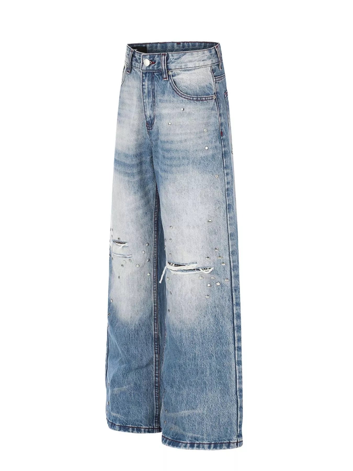 Men's Distressed Wide-Leg Jeans