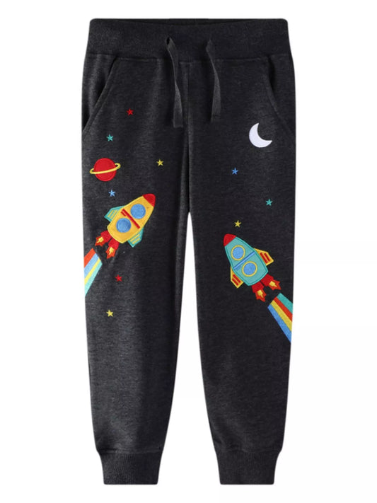 Children's Space Rocket Embroidered Joggers