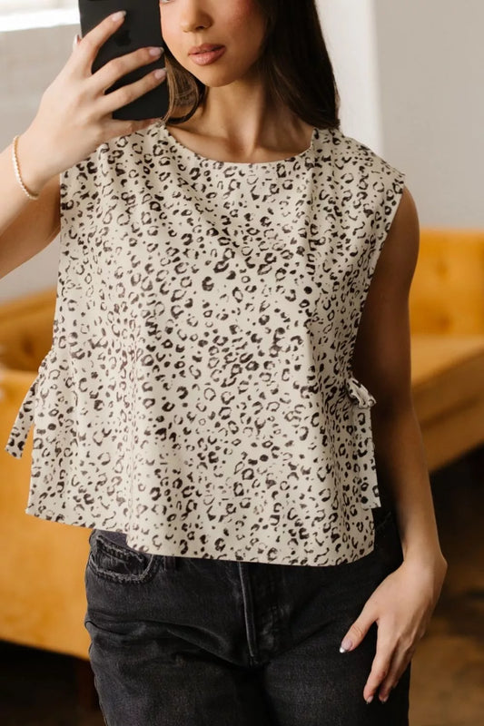 Knot Side Leopard Print Vest