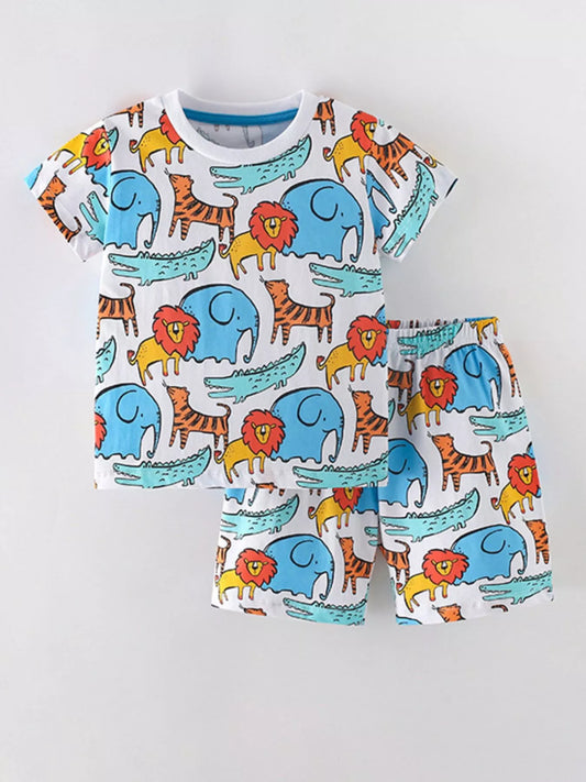 Children's Animal Print Short Sleeve Tee and Shorts Set
