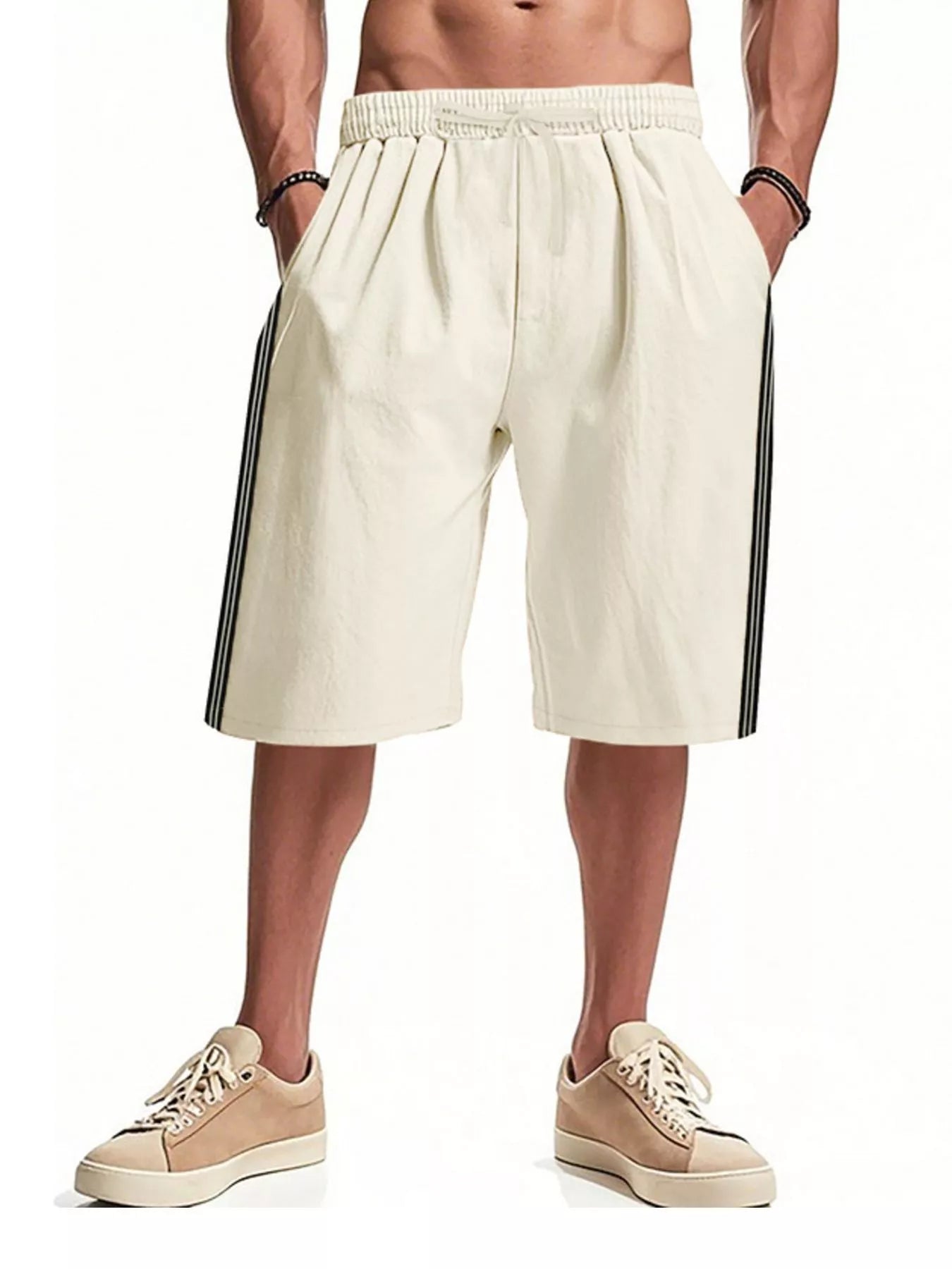 Men's Full Size Casual Striped Shorts Plus Size