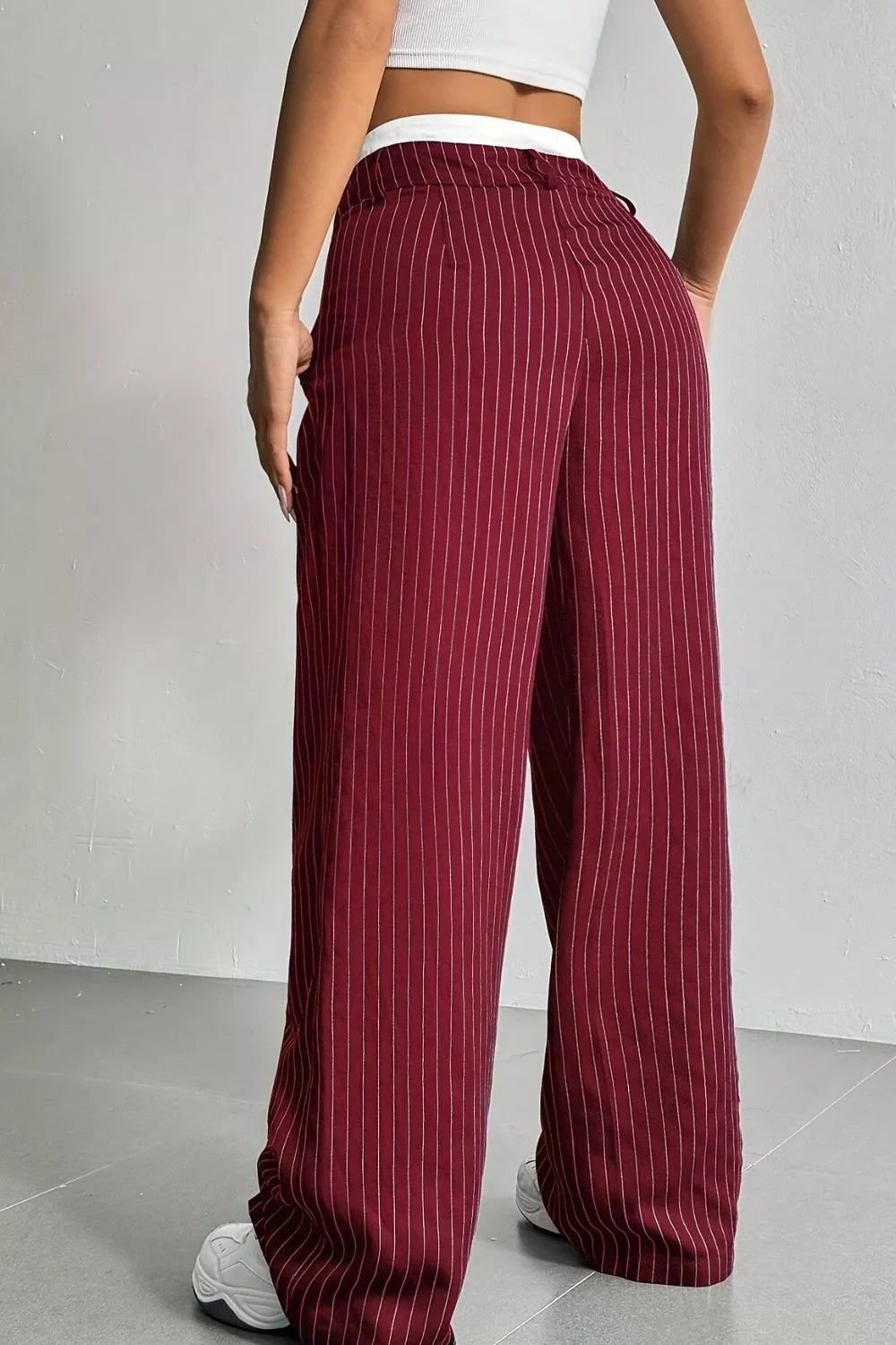 High-Waisted Pinstripe Wide-Leg Pants