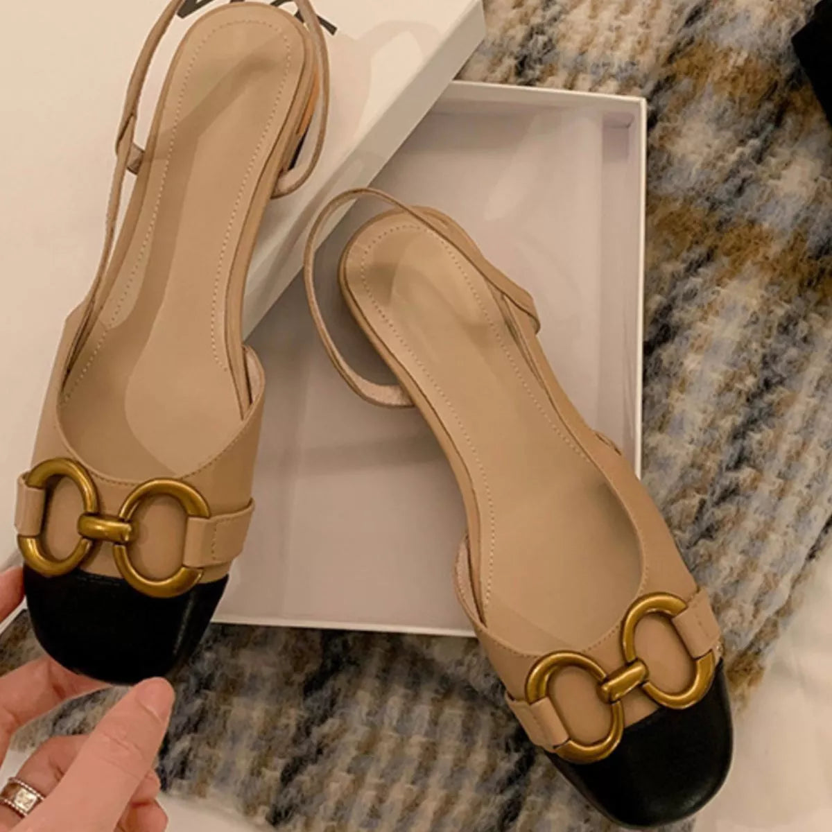 Chain Detail Flats Sandals