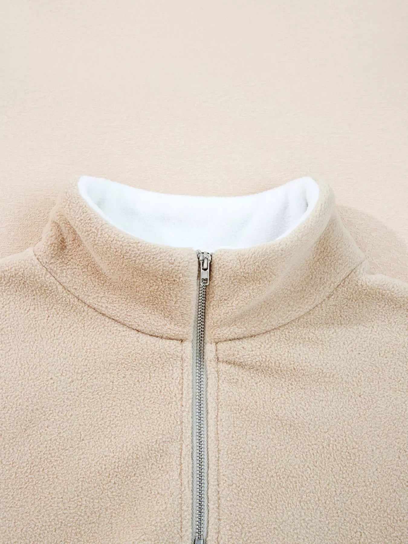 Fleece Colorblock Patchwork Zipped Neck Pullover Sweatshirt