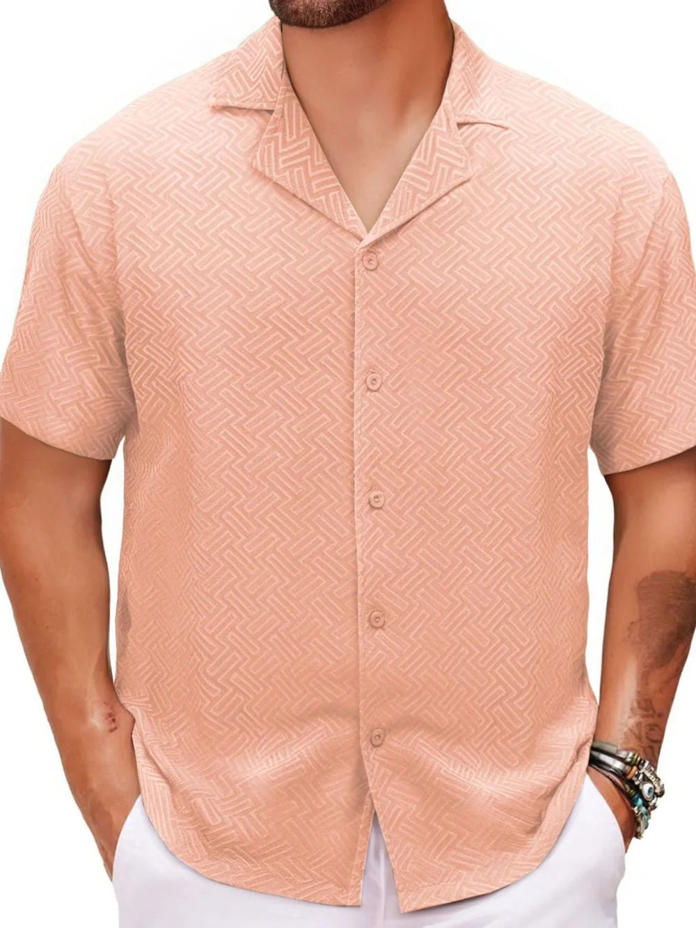Men's Plus Size Button Down Short Sleeve Shirt