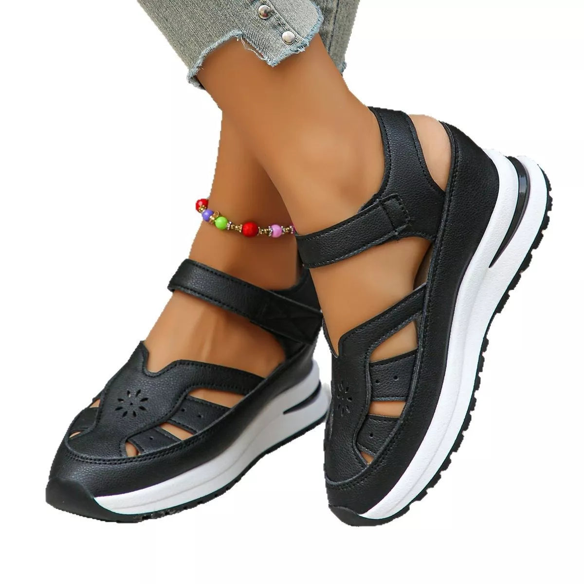 Cutout Wedge Sandals