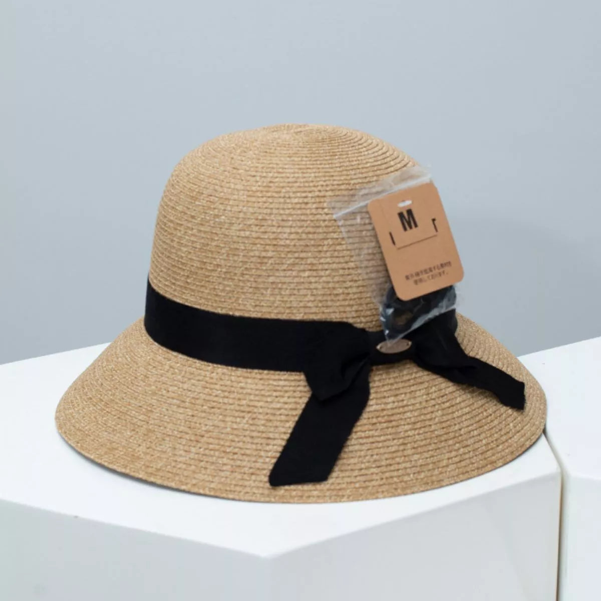 Straw Sun Hat with Ribbon Accent
