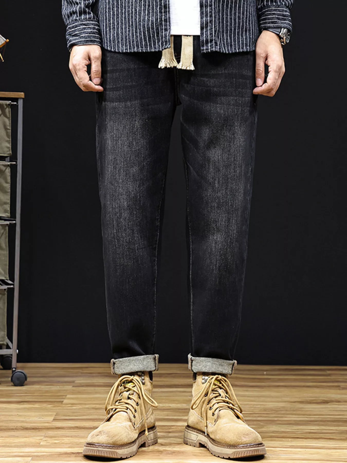 Men's Plus Size Relaxed Fit Drawstring Waist Jeans
