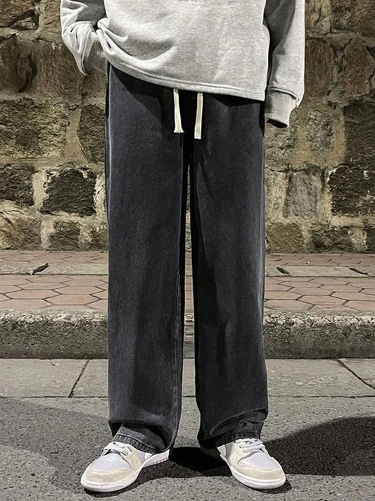Men's Full Size Drawstring Wide Leg Jeans Plus Size