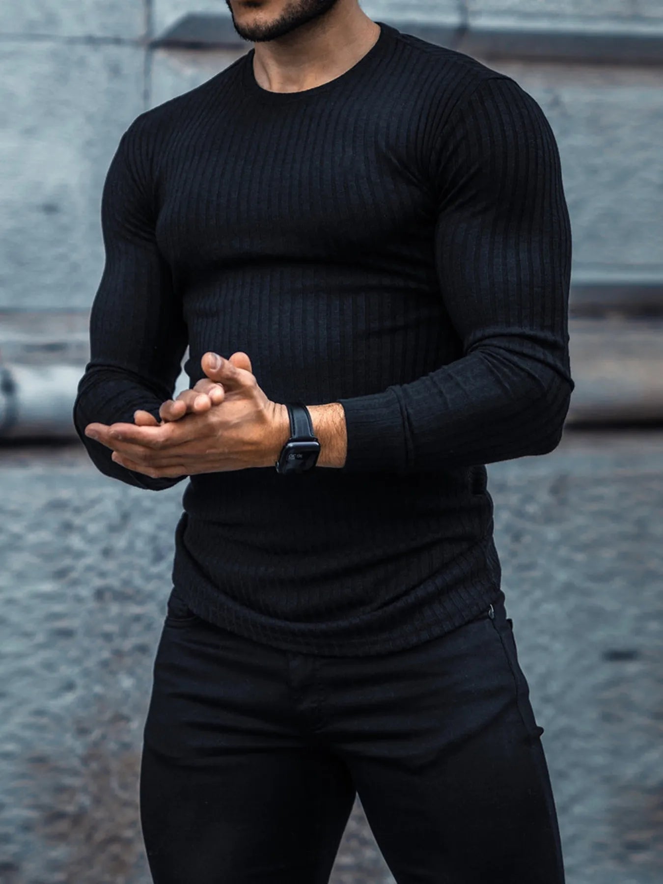 Men's Plus Size Long Sleeve Fitted T-Shirt