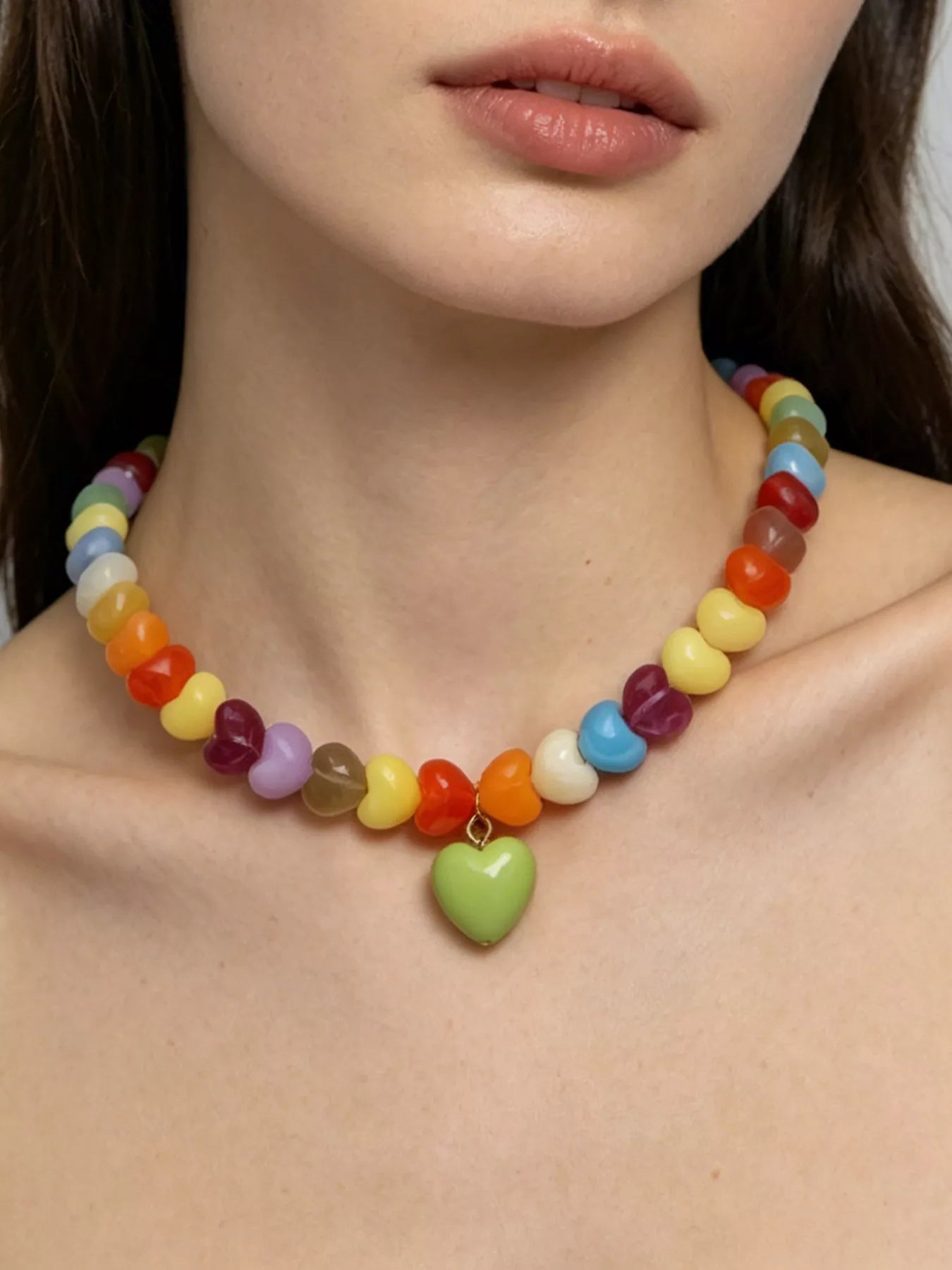 Colorful Heart Bead Necklace