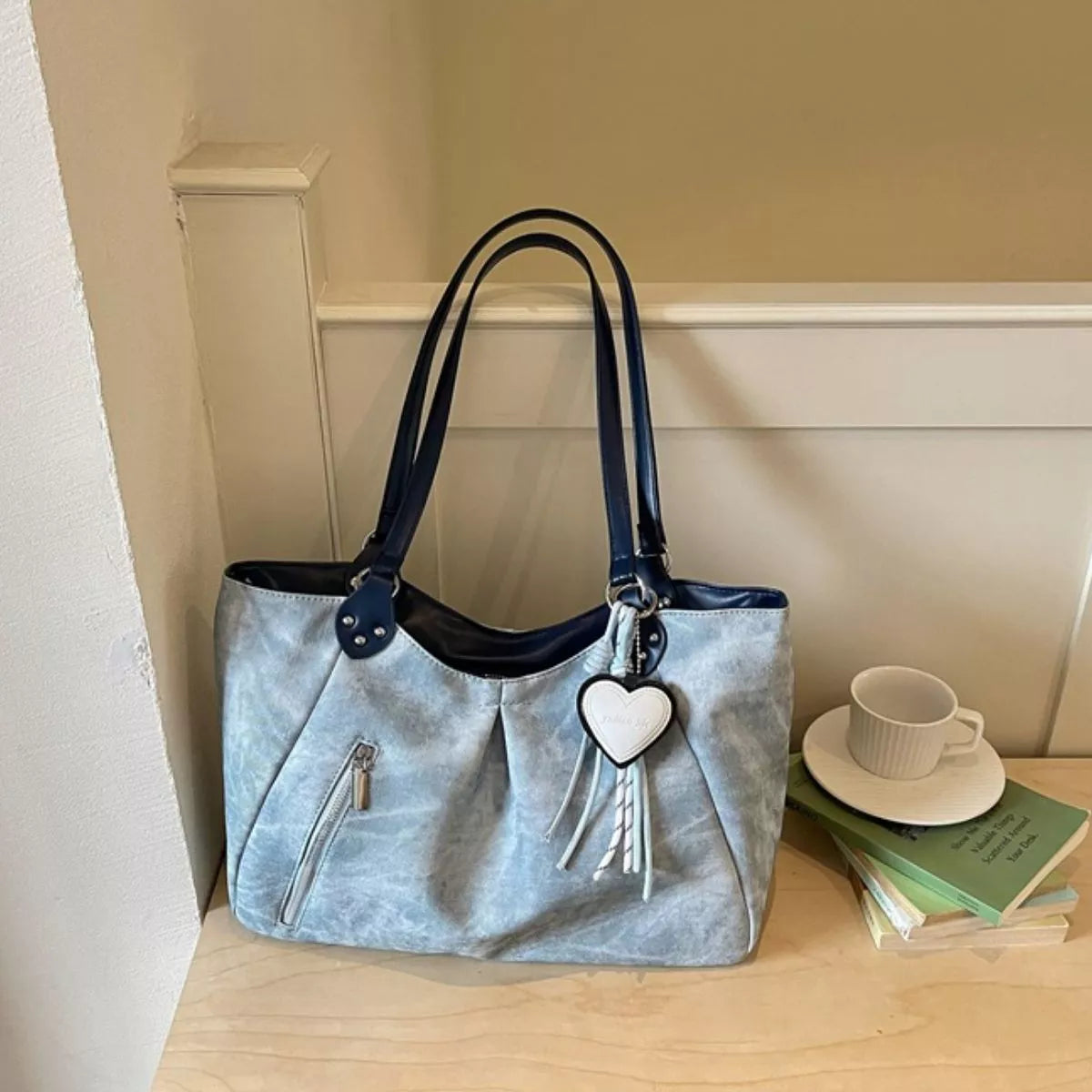 Ruched PU Leather Shoulder Bag