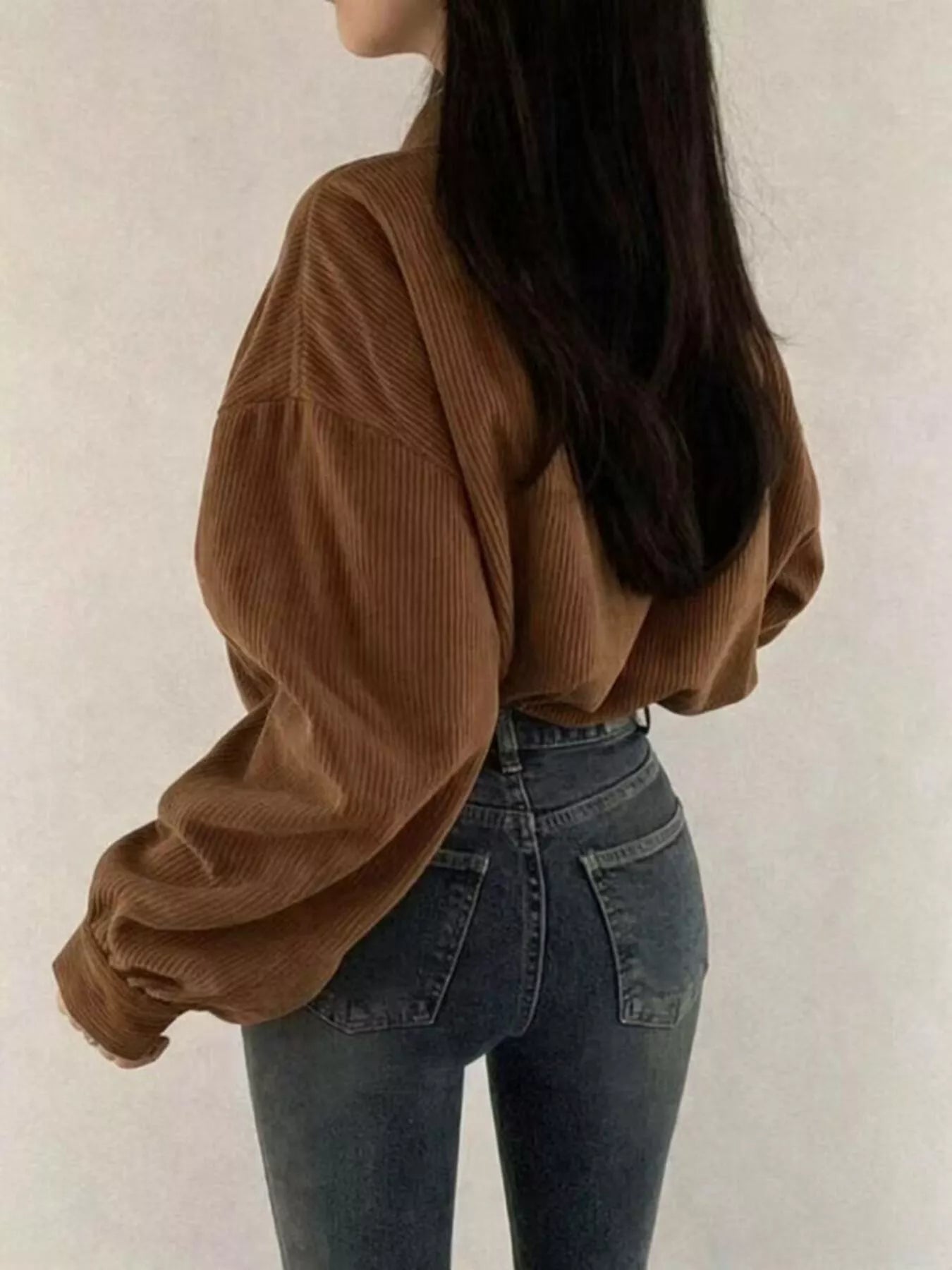 Corduroy Snap Down Cropped Jacket