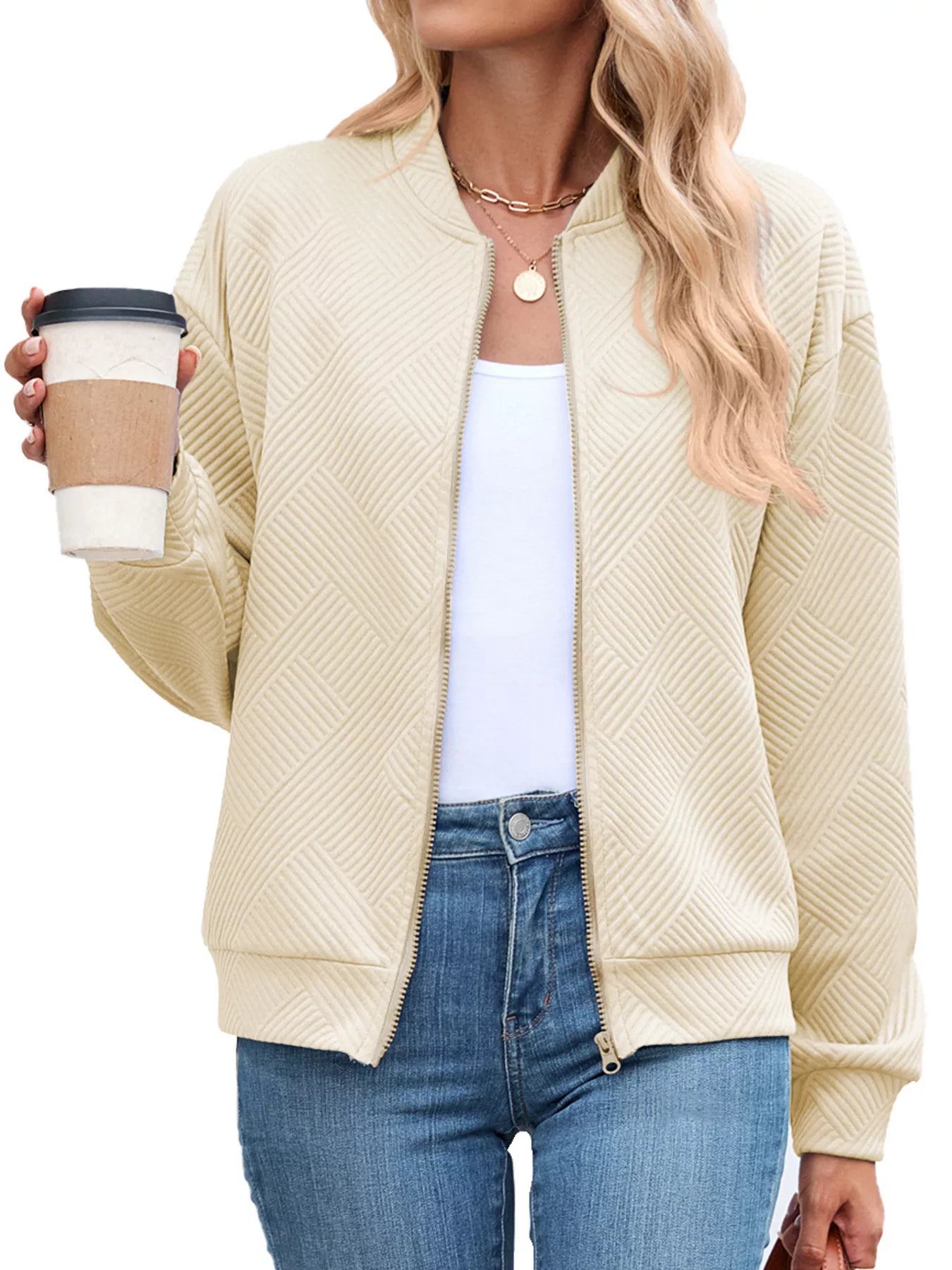 Textured Zip Up Jacket