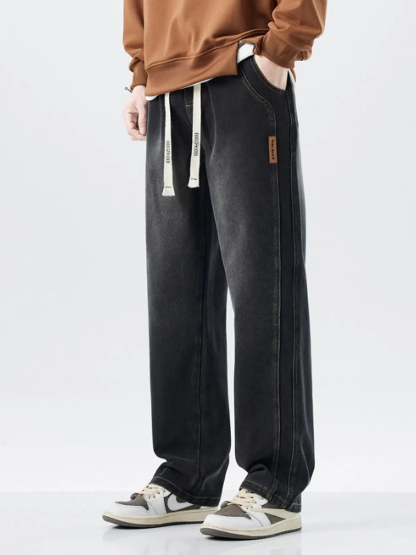 Men's Full Size Washed Loose Fit Wide Leg Jeans Plus Size