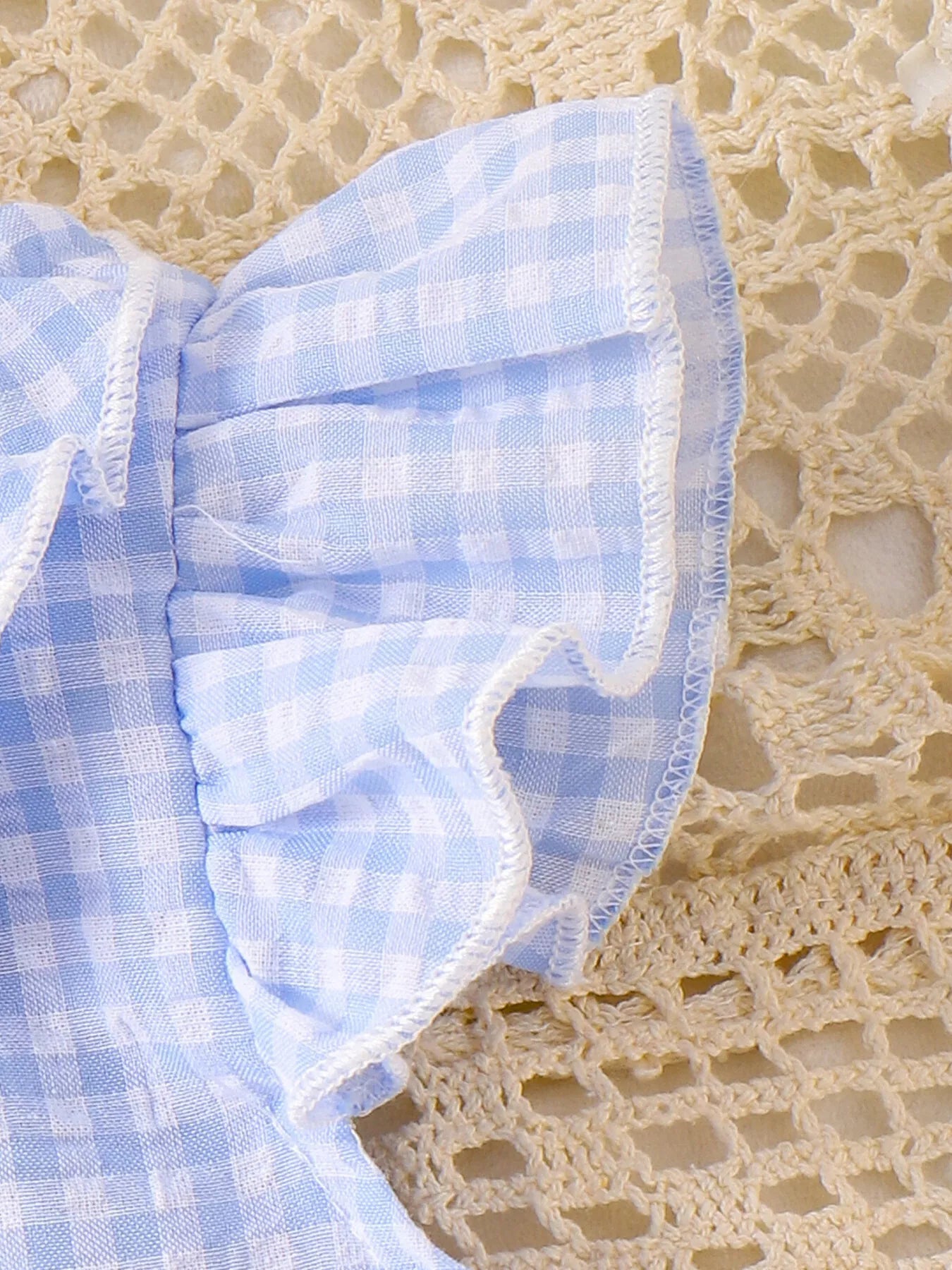 Children's Gingham Ruffle Collar Sleeveless Shirt