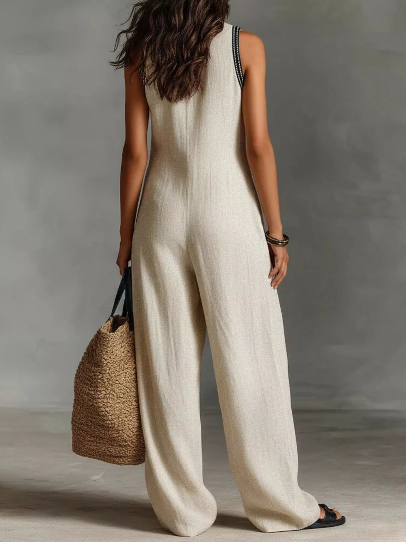 Full Size Sleeveless Wide-Leg Jumpsuit Plus SIze