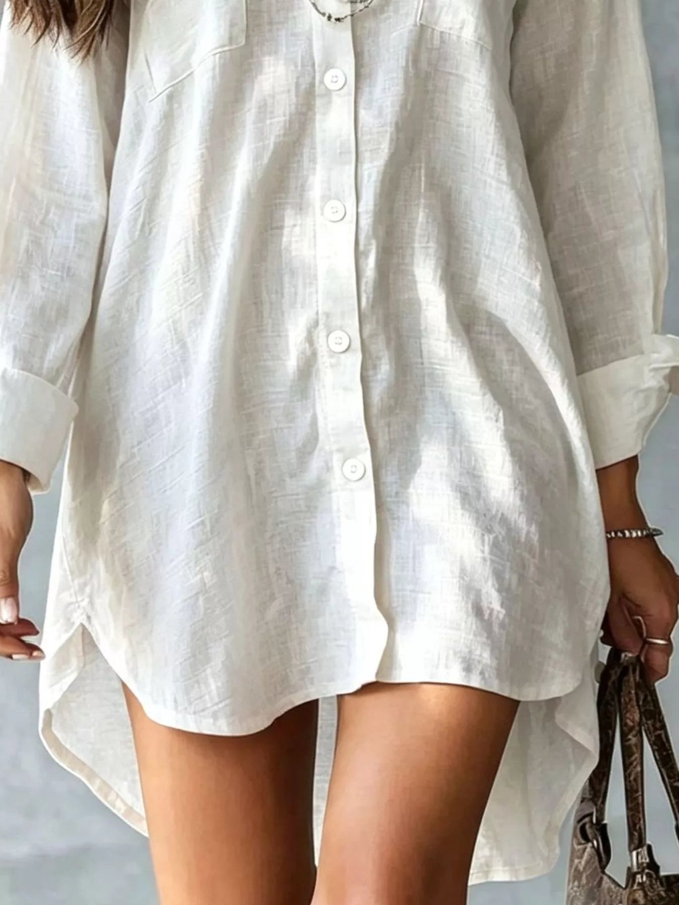 Casual Linen Shirt Dress with Pockets