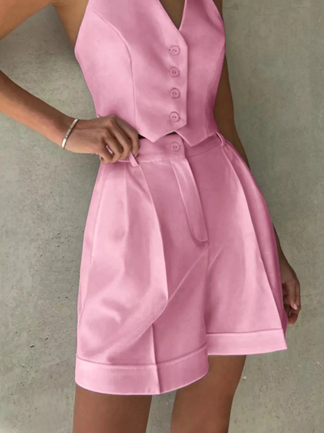Halter Neck Vest and Shorts Set
