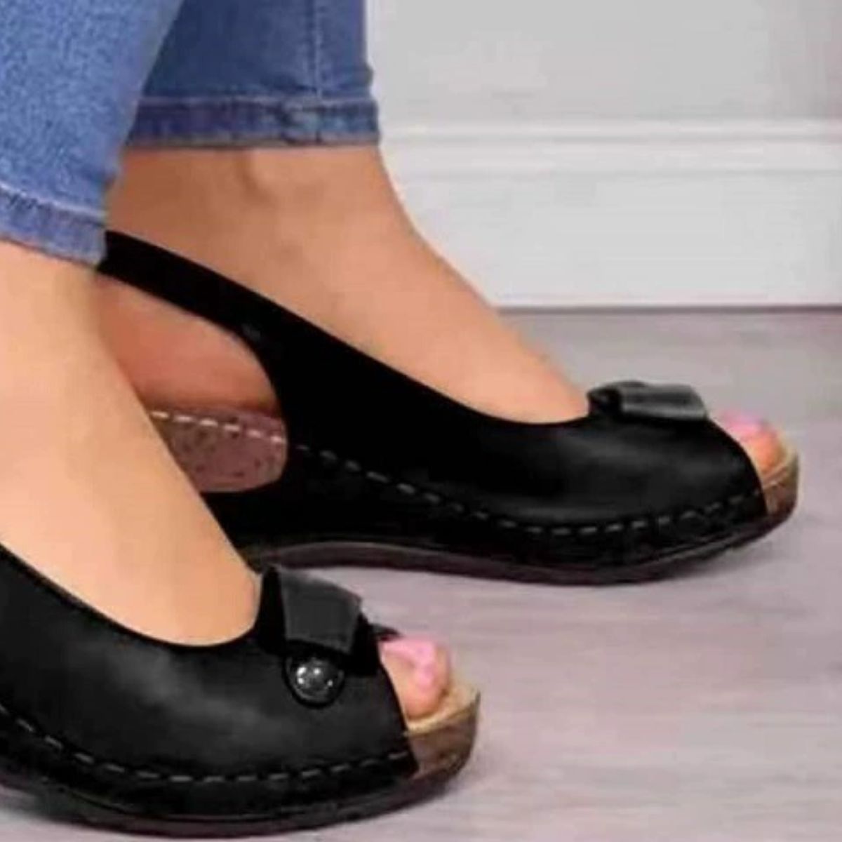 Peep Toe Wedge Sandals