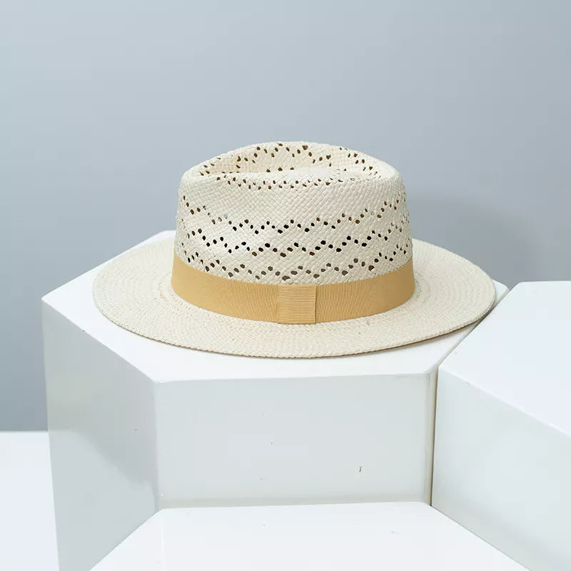 Straw Hat with Ribbon Accent