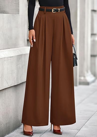 Women's Pleated Cropped Pants – Slimming Drape Adjustable Waist