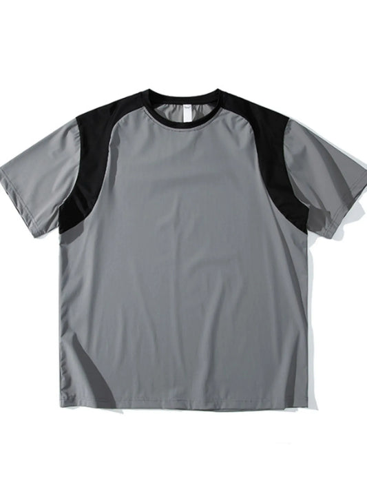 Men's Contrast Round Neck Short Sleeve T-Shirt
