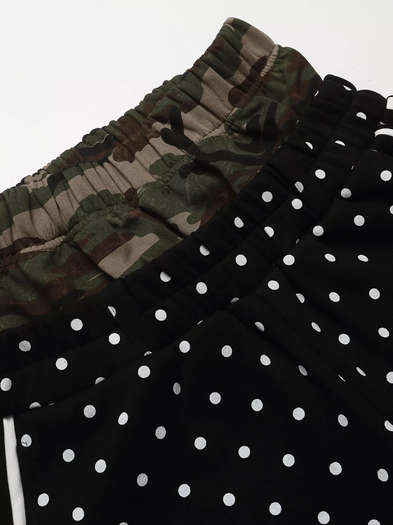 Men's Polka Dot Boxing Shorts with Camouflage Waistband