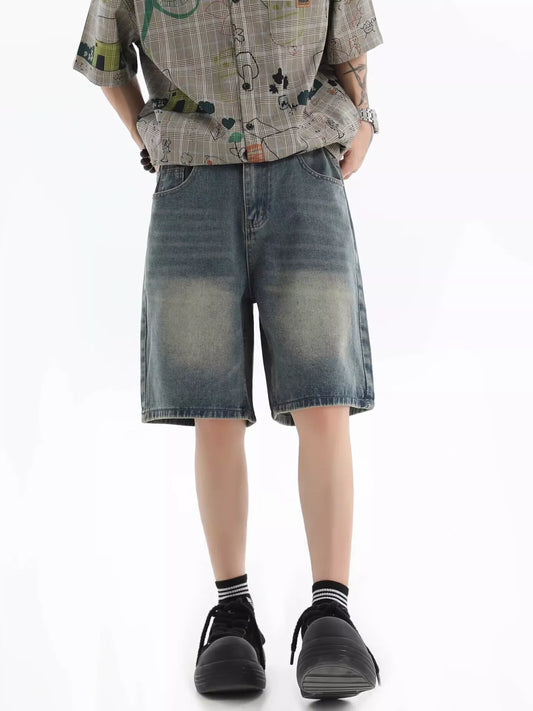 Men's Full Size Vintage Wash Loose Fit Denim Shorts Plus Size