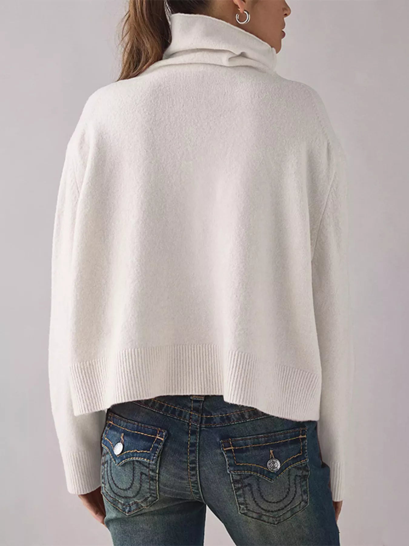 Turtleneck Dropped Shoulder Sweater