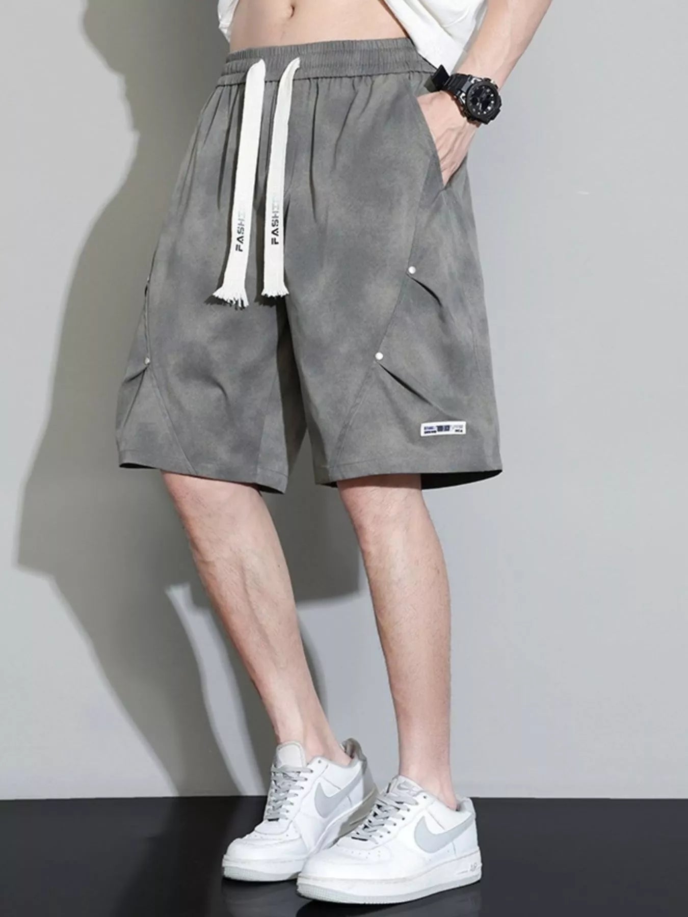 Men's Plus Size Casual Drawstring Cargo Shorts