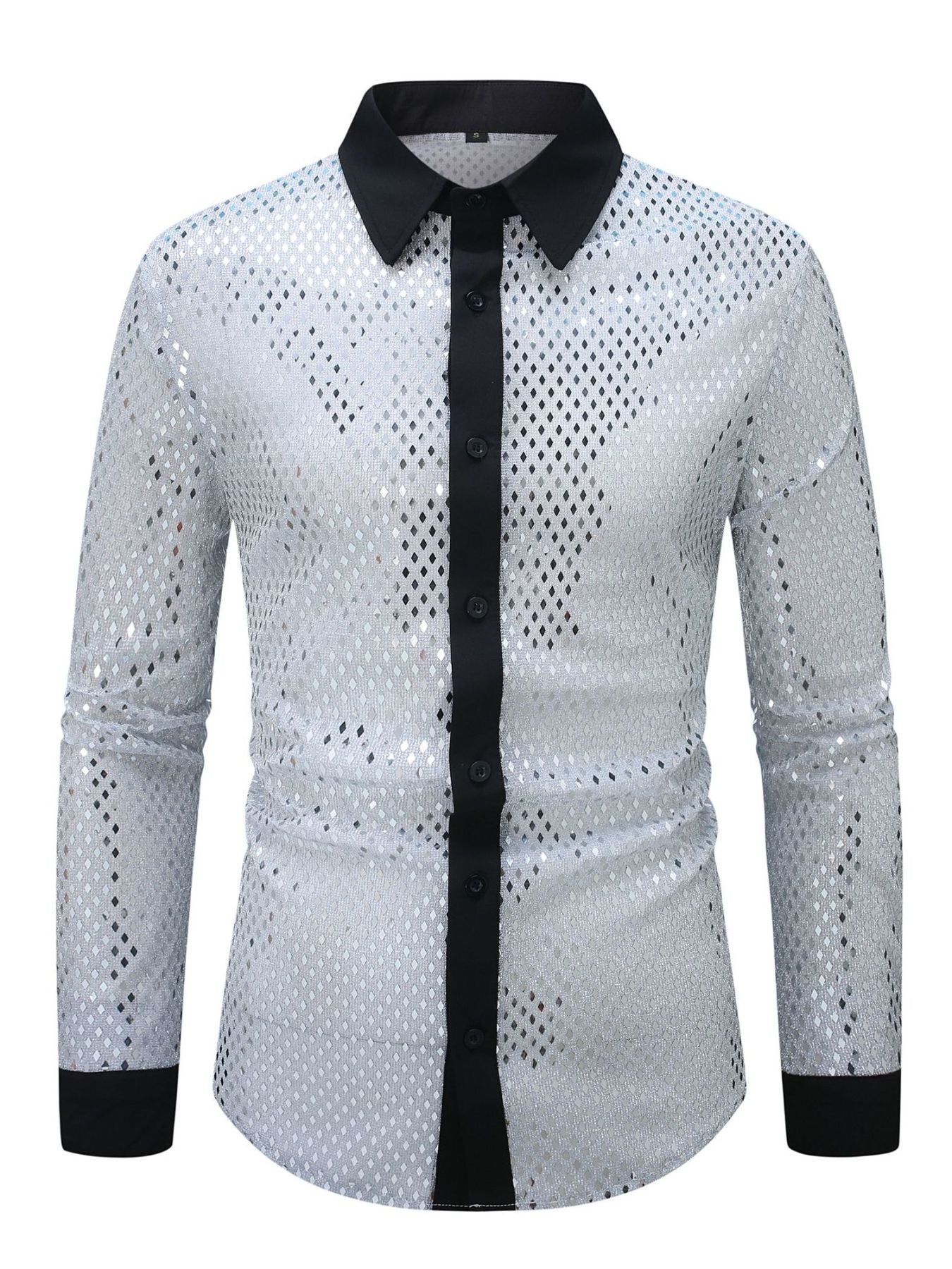 Men's Full Size Openwork Long Sleeve Shirt Plus Size
