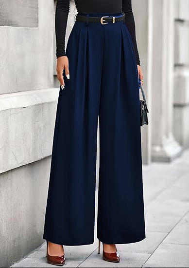 Women's Pleated Cropped Pants – Slimming Drape Adjustable Waist