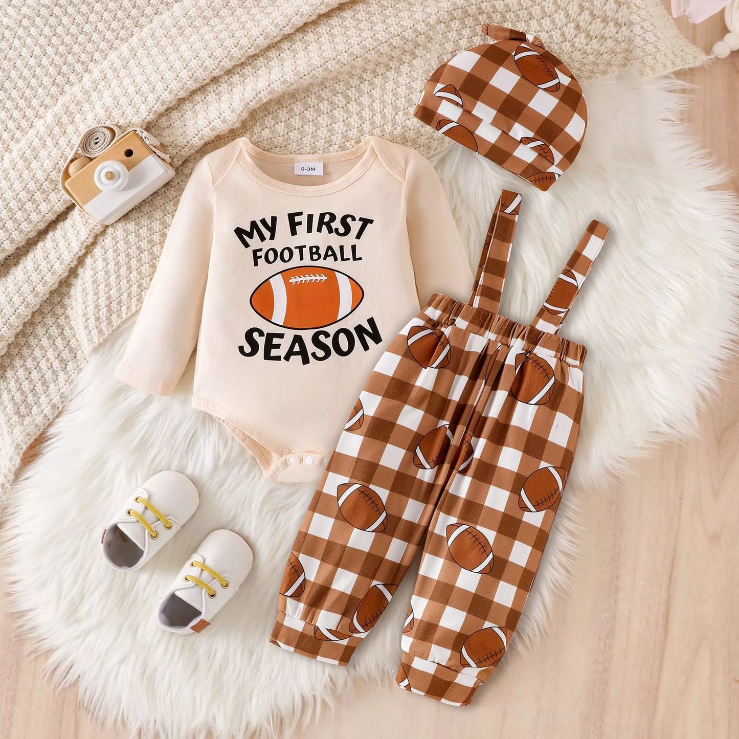 Children's My First Football Season Bodysuit and Pants Set with Hat