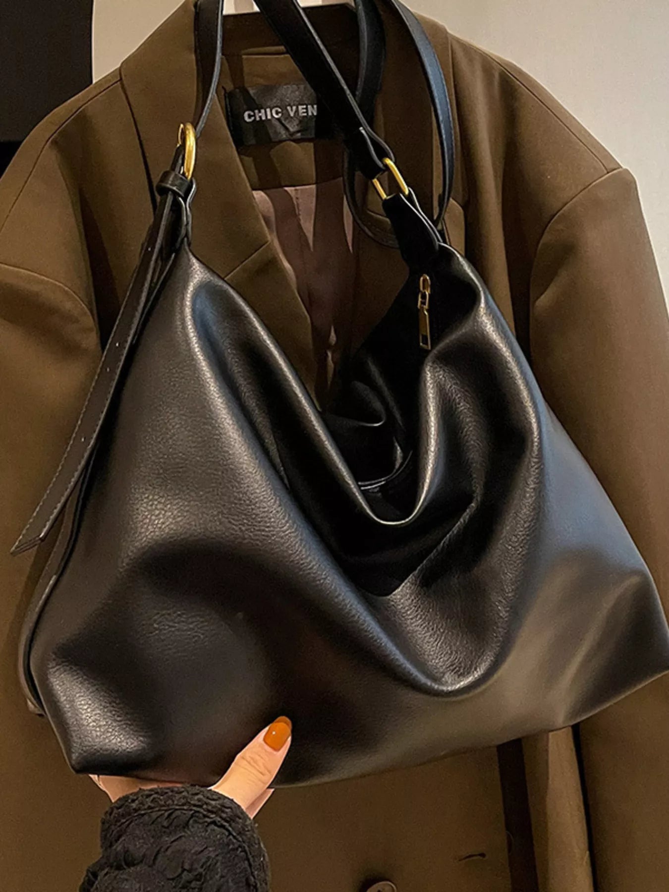PU Leather Adjustable Strap Bag