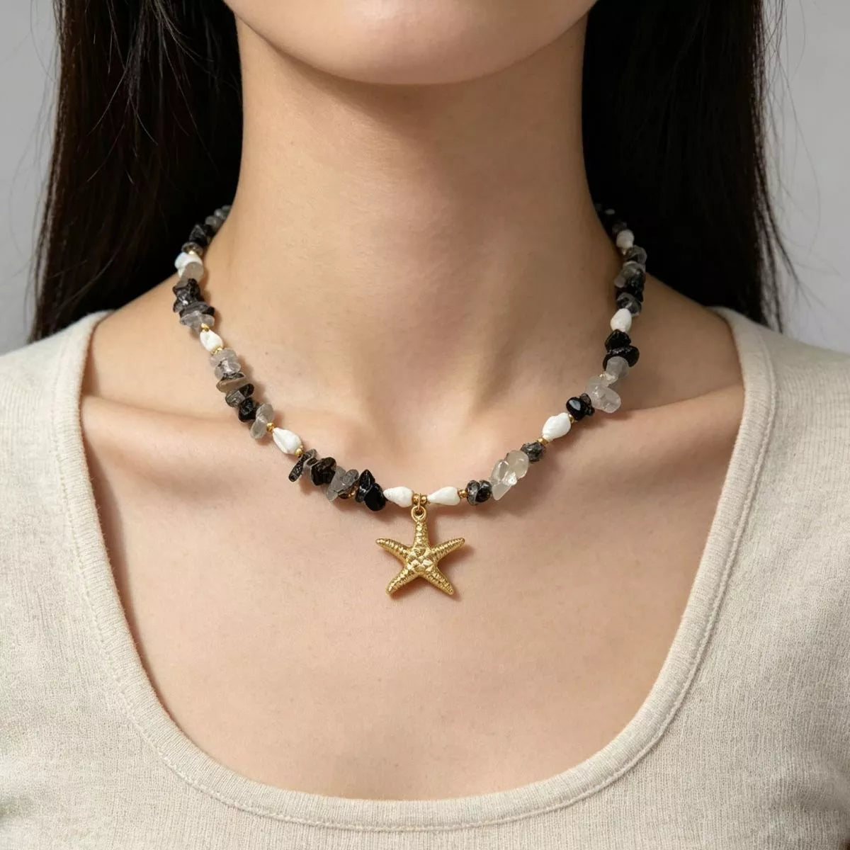 Bohemian Starfish Pendant Collarbone Necklace