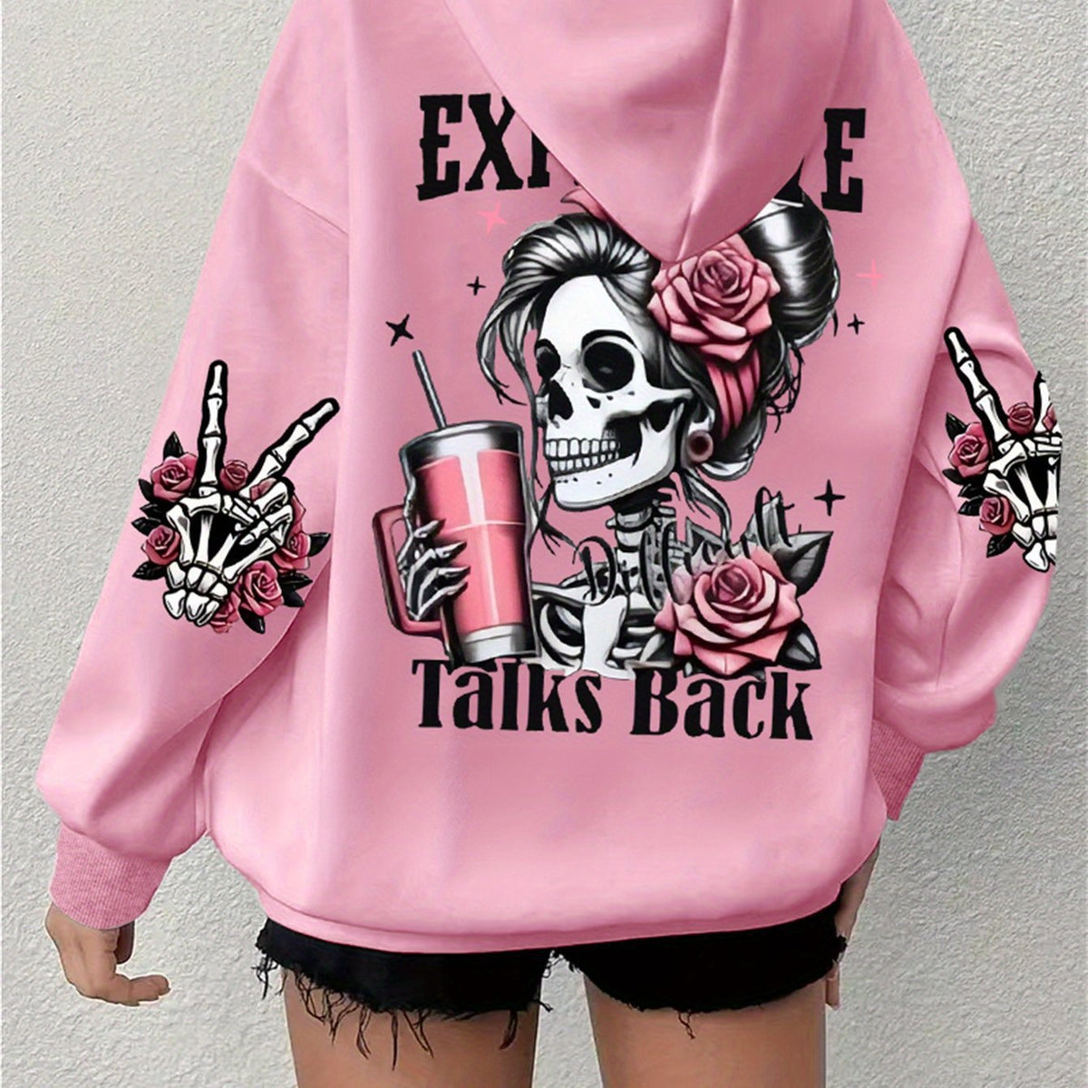 Women's Skull & Letter Print Long-Sleeve Sweatshirt