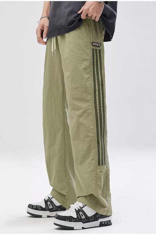 Men's Full Size Striped Casual Wide Leg Pants Plus Size
