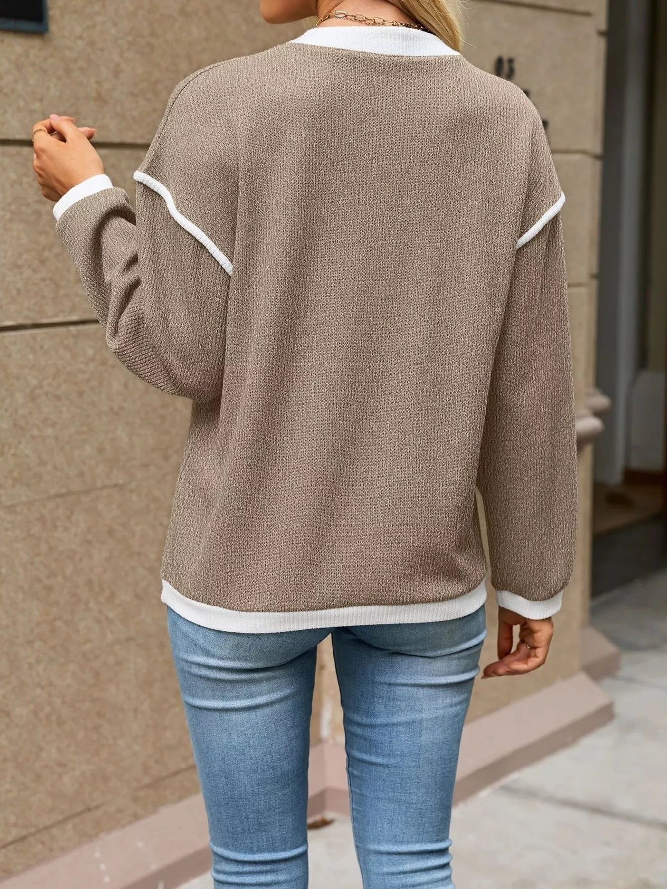 Button Detail Dropped Shoulder T-Shirt