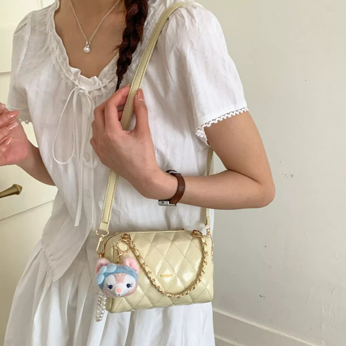 Quilted Chain Strap Crossbody Bag