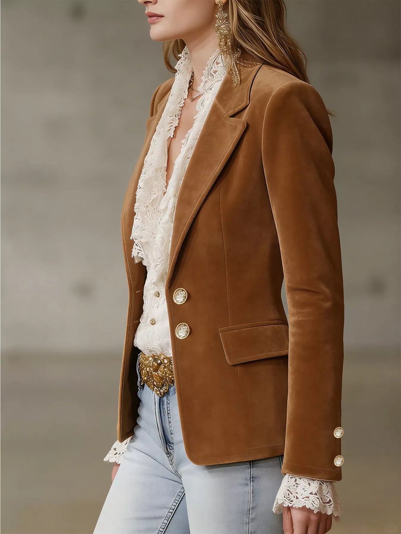 Single-Breasted Lapel Collar Blazer