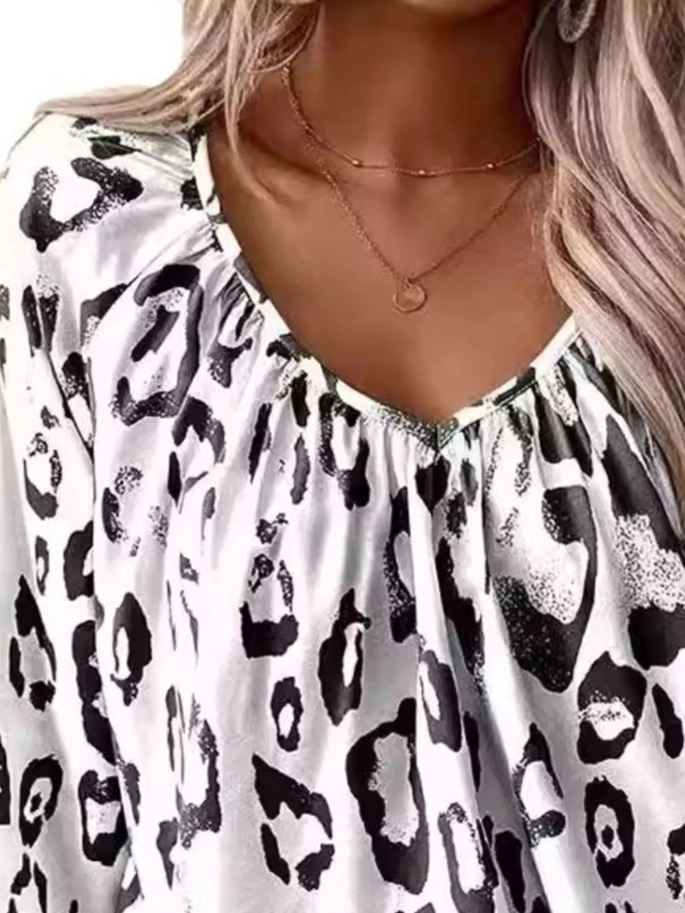 Leopard Print V-Neck Blouse