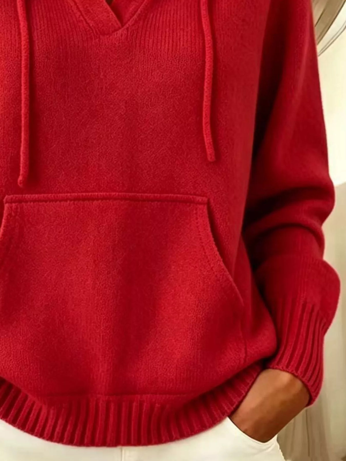 Drawstring Kangaroo Pocket Hooded Sweater