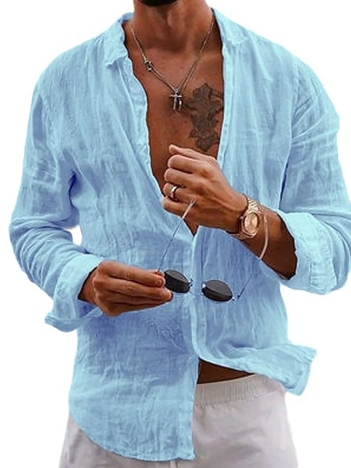 Men's Full Size Button Up Long Sleeve Shirt Plus Size
