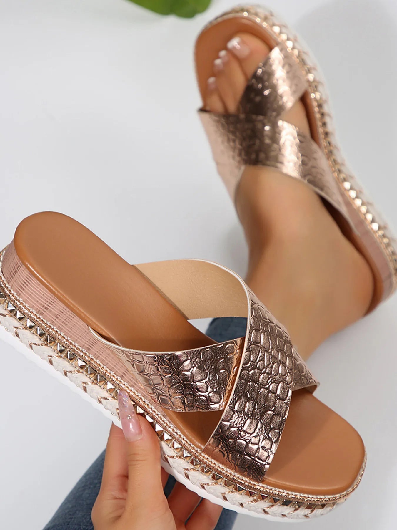 Cross-Strap Platform Sandals