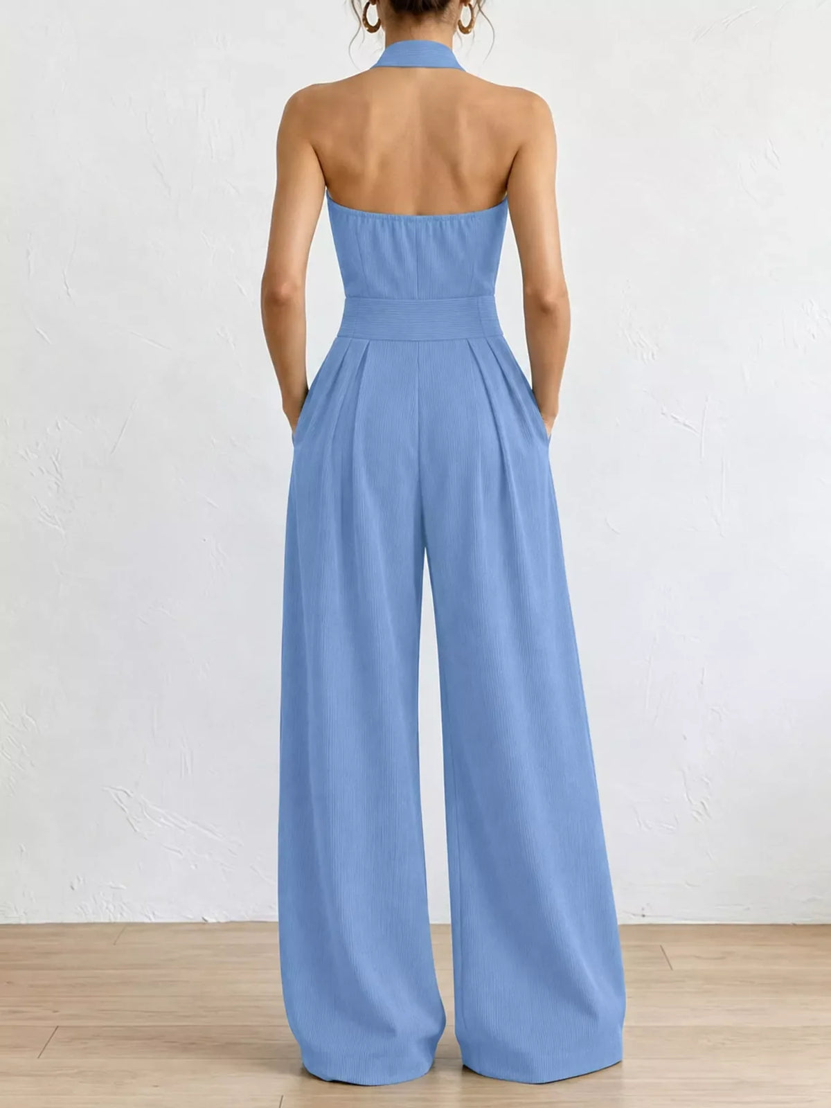 Full Size Halter Neck Wide-Leg Jumpsuit Plus Size